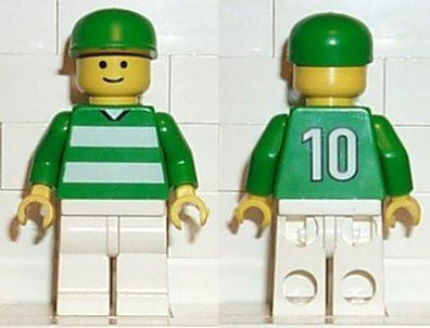 LEGO Minifigure-Soccer Fan Green & White Team, Green Cap-Sports / Soccer-SOC046-Creative Brick Builders